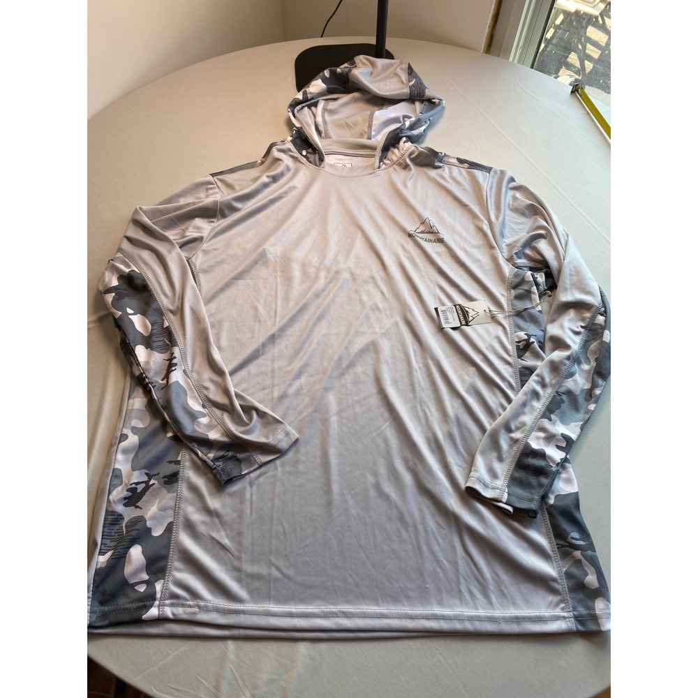 Mountainaire Mens XL Poly Hoodie Blue Smoke Grey Camo Long Sleeve MAPL-X0001